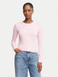 Tommy Jeans Bluzka Classic Logo DW0DW23248 Różowy jasny Slim Fit. Czerwone koszule damskie Tommy Jeans, m, bez wzorów, z bawełny, bez kołnierzyka, bez ramiączek. Za 154.99 zł.