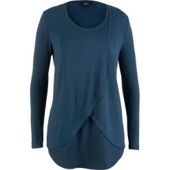 Shirt z okrągłym dekoltem i wstawką bonprix ciemnoniebieski. Bluzki damskie marki bonprix. Za 59.99 zł.