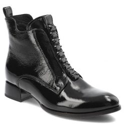 Czarne Botki Armodo Eleganckie Obuwie Damskie Na Obcasie. Czarne kozaki damskie Armodo, z lakierowanej skóry, bez obcasa, na obcasie. Za 409.00 zł.