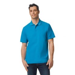 Męska Koszulka Polo Softstyle Pique. Niebieskie koszulki polo męskie Gildan, m, bez wzorów, bez ramiączek. Za 64.99 zł.