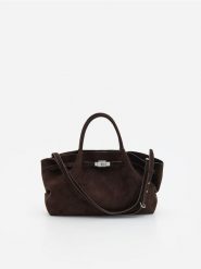 Torebka z imitacji zamszu - ciemnobrązowy. Brązowe torebki shopper damskie Reserved, bez wzorów, bez dodatków. Za 179.99 zł.