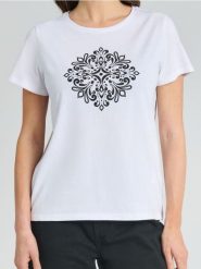 Koszulka - biały. Białe t-shirty damskie Sinsay, l, bez wzorów, z bawełny, bez kołnierzyka. W wyprzedaży za 4.99 zł.