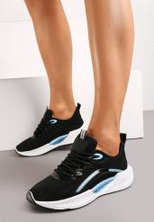 Czarne Buty Sportowe Siateczkowe z Ozdobną Podeszwą Xylara. Czarne obuwie sportowe damskie Born2be, bez wzorów, na fitness i siłownię. Za 84.99 zł.