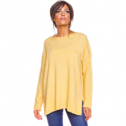 Sweter "Kymie" w kolorze żółtym. Żółte swetry damskie So Cachemire, z kaszmiru, z okrągłym kołnierzem. W wyprzedaży za 173.95 zł.