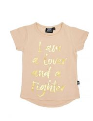 Dziewczęcy t-shirt z krótkim rękawem Chic Boxing. Brązowe t-shirty i topy dla dziewczynek LEONE 1947 APPAREL, bez wzorów, z bawełny, bez ramiączek. Za 42.06 zł.