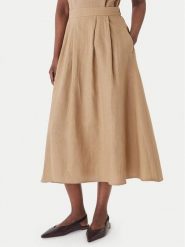 Marella Spódnica trapezowa Biada 2615101082 Beżowy Regular Fit. Brązowe spódnice damskie Marella, bez wzorów, ze lnu, trapezowe. Za 689.99 zł.