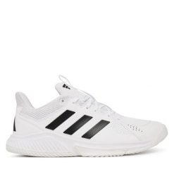 Buty halowe adidas. Białe buty sportowe męskie Adidas, bez zapięcia. Za 329.99 zł.