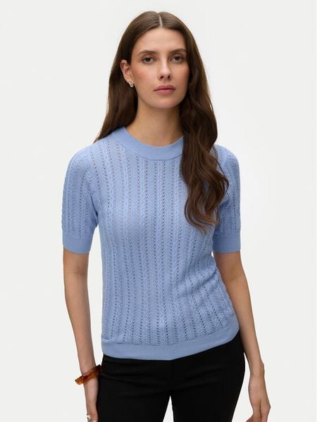 Vero Moda Sweter Morena 10321893 Błękitny Slim Fit. Niebieskie swetry damskie Vero Moda, xs, bez wzorów, z bawełny, bez kołnierzyka, bez ramiączek, bez kaptura. Za 85.99 zł.