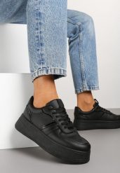 Czarne Klasyczne Sneakersy Vices na Grubej Podeszwie Torira. Czarne obuwie sportowe damskie Born2be, bez wzorów, z jeansu. Za 74.99 zł.