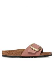 Birkenstock Klapki Madrid Big Buckle 1024039 Różowy. Czerwone klapki damskie Birkenstock, bez wzorów, z nubiku, bez obcasa. Za 539.99 zł.