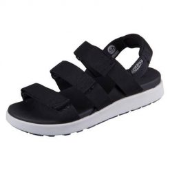 Buty do chodzenia damskie Keen Elle Strappy. Czarne sandały damskie Keen, bez wzorów, z materiału, bez obcasa, bez zapięcia. Za 404.95 zł.