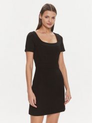 Guess Sukienka codzienna W4RK15 KBJP2 Czarny Regular Fit. Czarne sukienki damskie Guess, na co dzień, s, z aplikacjami, z wiskozy, bez kołnierzyka, bez ramiączek, proste. Za 569.99 zł.