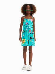Desigual Kombinezon 23SGPW03 Turkusowy Regular Fit. Niebieskie sukienki dla dziewczynek Desigual, bez wzorów, z wiskozy, bez ramiączek. Za 139.99 zł.