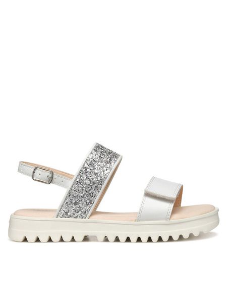 Geox Sandały J Coralie Gir J556EA 0BCEW C1Z1N S Biały. Białe sandały dziewczęce Geox, ze skóry, bez zapięcia. Za 259.99 zł.