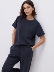 T-shirt z modalem - ciemnoszary. Szare t-shirty damskie Reserved, l, bez wzorów, z dzianiny, bez kołnierzyka. Za 69.99 zł.