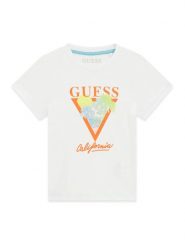 Guess T-Shirt N6GI10 K8HM4 Biały Regular Fit. Białe t-shirty dla chłopców Guess, z aplikacjami, z bawełny, bez ramiączek. Za 84.99 zł.