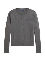 Polo Ralph Lauren Kardigan 211971871006 Szary Regular Fit. Szare swetry damskie Polo Ralph Lauren, xl, bez wzorów, z bawełny, bez kołnierzyka, bez ramiączek, bez kaptura. Za 859.99 zł.