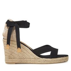 Espadryle Castañer. Czarne sandały damskie Castañer, bez wzorów, bez obcasa, bez zapięcia. Za 339.99 zł.