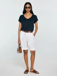 Koszulka damska o luźnym kroju granatowa Valeria 403. Niebieskie t-shirty damskie Big Star, l, bez wzorów, z dzianiny, eleganckie, bez kołnierzyka. Za 99.99 zł.