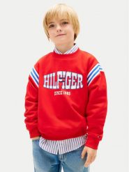 Tommy Hilfiger Bluza Wavy Flag KB0KB10260 Czerwony Regular Fit. Czerwone bluzy dla chłopców Tommy Hilfiger, bez wzorów, z bawełny, bez ramiączek, bez kaptura. Za 309.99 zł.