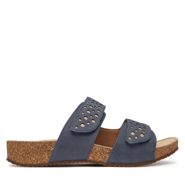Klapki Josef Seibel. Niebieskie klapki damskie Josef Seibel, bez wzorów, bez obcasa. Za 284.99 zł.