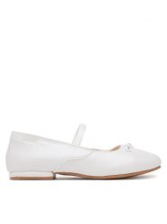 Mayoral Baleriny 45619 Biały. Białe baleriny dziewczęce Mayoral, bez wzorów, ze skóry, bez zapięcia. Za 129.99 zł.