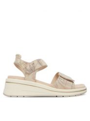 Caprice Sandały 9-28305-46 Beżowy. Brązowe sandały damskie Caprice, bez wzorów, ze skóry, bez obcasa, na koturnie, bez zapięcia. Za 228.99 zł.