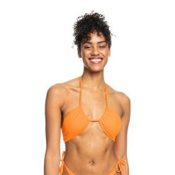 Góra od stroju kąpielowego ROXY Color Jam. Brązowe bikini damskie Roxy, m, bez wzorów. Za 69.99 zł.