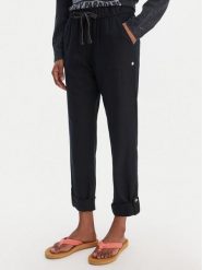 Roxy Spodnie materiałowe On The Seashore ERJNP03294 Czarny Regular Fit. Czarne spodnie materiałowe damskie Roxy, m, bez wzorów, z materiału. Za 259.99 zł.