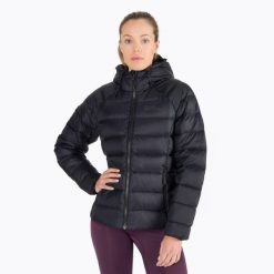 Kurtka puchowa damska Jack Wolfskin Nebelhorn Down Hoody. Czarne kurtki damskie Jack Wolfskin, m, bez wzorów, z puchu, bez kaptura, trekkingowe. Za 799.99 zł.