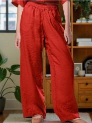 Spodnie wide leg z modalem - czerwony. Czerwone spodnie materiałowe damskie Sinsay, l, bez wzorów. Za 59.99 zł.