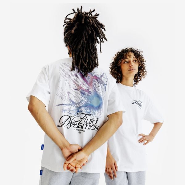 Second Life - Koszulka z grafiką. Białe t-shirty damskie Decathlon, l, bez wzorów, z bawełny, bez kołnierzyka. Za 39.99 zł.