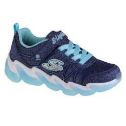 Buty do chodzenia dziewczęce, Skechers Hyper Surge. Niebieskie buty sportowe dziewczęce Skechers, bez wzorów, z materiału, bez zapięcia, trekkingowe. Za 159.99 zł.