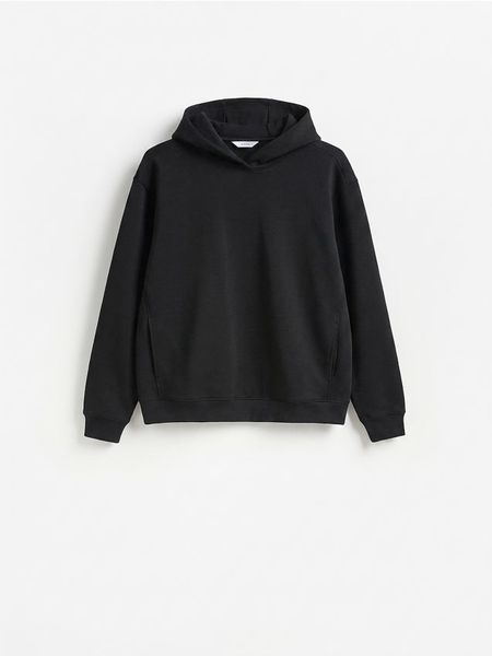 Bluza z kaputrem - czarny. Czarne bluzy męskie Reserved, l, bez wzorów, z dzianiny, bez kaptura. Za 139.99 zł.