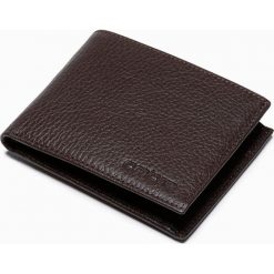 Portfel męski skórzany - brązowy A609 - uniwersalny. Brązowe portfele męskie Ombre Clothing, bez wzorów, z materiału. W wyprzedaży za 69.99 zł.