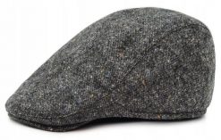 Wełniany, Ocieplony Kaszkiet z Nausznikami - Pako Jeans - Ciemny Popiel, Melanż. Szare czapki i kapelusze męskie Pako Jeans, na jesień, bez wzorów, z jeansu. Za 79.00 zł.