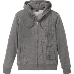 Bluza rozpinana z dużym nadrukiem Slim Fit bonprix szary melanż. Bluzy męskie marki bonprix. Za 79.99 zł.