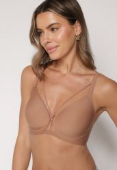 Brązowy Biustonosz z Ozdobnymi Paskami Zetessa. Brązowe biustonosze Born2be, bez wzorów, z jeansu. Za 59.99 zł.