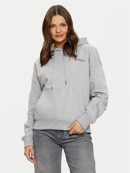 Guess Jeans Bluza W4BQ21 KC811 Szary. Szare bluzy damskie Guess Jeans, l, z aplikacjami, z bawełny, bez kaptura. Za 189.99 zł.