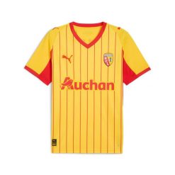 Koszulka domowa RC Lens 2025/26. Żółte koszulki sportowe męskie Puma, bez wzorów, ze lnu, bez kołnierzyka, bez ramiączek, do piłki nożnej. Za 418.50 zł.