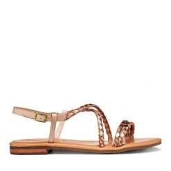 Sandały Geox. Brązowe sandały damskie Geox, bez wzorów, bez obcasa, na płaskiej podeszwie, bez zapięcia. Za 389.99 zł.