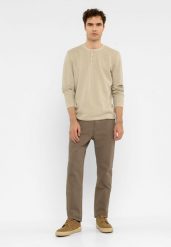 Ciemnobeżowe jeansy, Slim Fit, D-QUBE. Brązowe jeansy męskie Volcano. Za 169.99 zł.