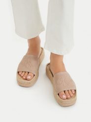 Calvin Klein Klapki Flatf Espa Mule Nub Mg HW0HW02890 Beżowy. Brązowe espadryle damskie Calvin Klein, bez wzorów, z nubiku, bez obcasa, bez zapięcia. Za 258.99 zł.
