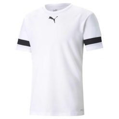 Koszulka piłkarska męska PUMA teamRISE Jersey. Czarne koszulki sportowe męskie Puma, m, bez wzorów, z jersey, bez kołnierzyka, bez ramiączek, do piłki nożnej. Za 120.99 zł.