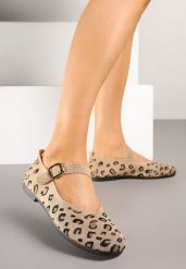 Brązowe Balerinki Ozdobione Paskiem Avanellia. Brązowe baleriny damskie Renee, bez wzorów, z jeansu, eleganckie, bez obcasa. Za 39.99 zł.
