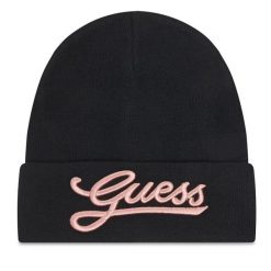 Czapka Guess. Czarne czapki i kapelusze damskie Guess, na zimę, z aplikacjami. Za 159.99 zł.