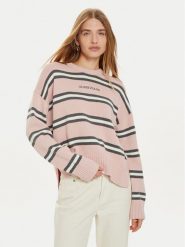 Guess Jeans Sweter W4BR09 Z3HM1 Różowy Regular Fit. Czerwone swetry damskie Guess Jeans, xl, z aplikacjami, z bawełny, bez kołnierzyka, bez ramiączek, bez kaptura. Za 199.99 zł.