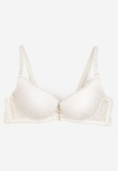 Jasnobeżowy Elegancki Biustonosz z Koronką i Zapięciem na Haftki Mairiel. Brązowe biustonosze Renee, bez wzorów, z jeansu. Za 34.99 zł.