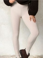 Prążkowane legginsy - kremowy. Białe legginsy damskie Sinsay, l, bez wzorów, prążkowane. Za 39.99 zł.