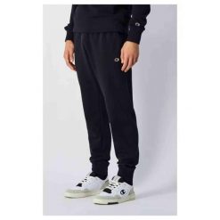 Spodnie męskie Champion Rib Cuff Pants. Czarne spodnie sportowe męskie Champion, l, bez wzorów, z bawełny, na fitness i siłownię. Za 211.54 zł.